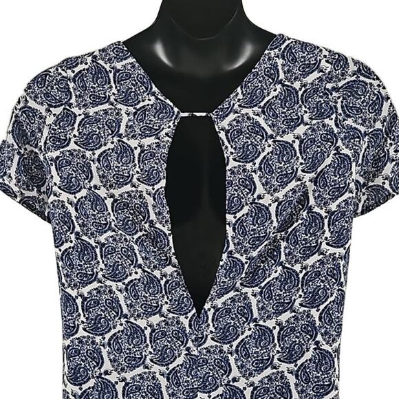 Lulus Women’s Blue & White Abstract Print Short Sleeve Tunic Dress -Size Medium - Picture 5 of 6